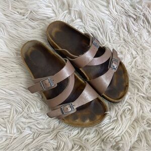 Birkenstock Brown Rose Gold Leather Strappy Sandals Size 37